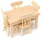 1:12 Dollhouse Miniatur Simulierter Tischstuhl,Esszimmerstuhl Holzmöbelset Mini Möbel Modell Spielzeug Zubehör (Holzfarbe)(Table and Chair Set)