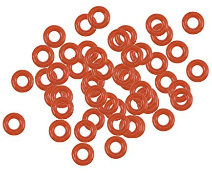 sourcing map 50 Stk. Silikon O Ring VMQ Dichtung 4 mm Außen 2 mm Innen 1 mm Breite Rot