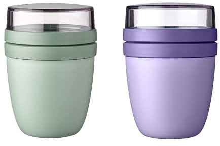Mepal - Lunchpot Mini Ellipse Mixed - Vivid Lilac + Nordic Sage – 300 ml praktischer Reisebecher, Joghurtbecher, To go Becher – Geeignet für Tiefkühler, Mikrowelle und Spülmaschine, 420 ml