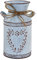TTdayup Rustikale Shabby Chic Blumenvase – Verzinkte Milchkanne mit Griff, Vintage Bauernhausvase für Mittelstücke, Rustikale Metallblumenvase mit Herz- und Seildesign – 7.7 (Hellgrau)