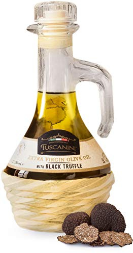 Tuscanini Black Truffle Oil, Made With Premium Italian Extra Virgin Olive Oil, Real Truffle Shavings in the Bottle, 250ml, Cold-Pressed, Fine Tasting, Non GMO, Product of Italy