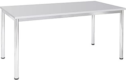 Schreibtisch u. Besprechungstisch mit verchromten Tischgestell | Konferenztisch Bürotisch Computertisch Mehrzwecktisch Arbeitstisch PC-Tisch Homeoffice-Tisch (Lichtgrau, 120 x 60 x 77,5 cm)