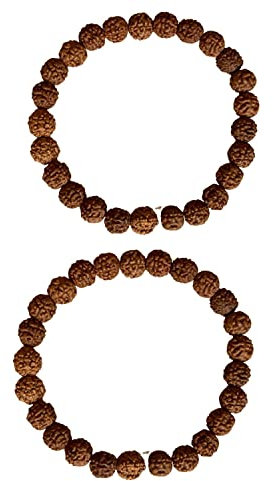 NAISHA Rudraksha dehnbares Armband Rudraksha 5 Mukhi Paanch Mukhi 5 Gesicht Armband für Meditation Yoga 7 mm Größe (2 Stück)