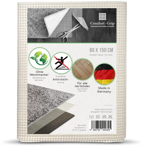 Comfort-Grip Teppichunterlage -OHNE WEICHMACHER- für Läufer und Teppich (60 x 150 cm, Haftgitter-Natur) Antirutschmatte