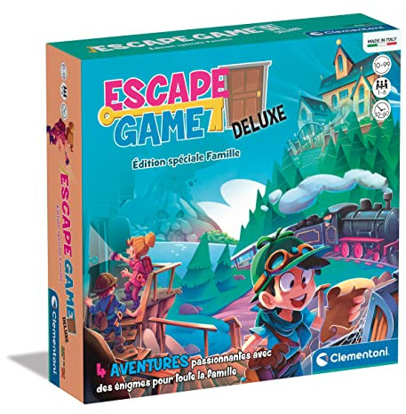Clementoni - 52601 - Escape Game Deluxe - Edition Spéciale Famille - Jeu de Société pour Toute la Famille à partir de 10 Ans et Plus - 4 Aventrures à Vivre Ensemble -