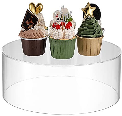 SUMNACON Acrylic Clear Cake Display Stand Cupcake Display Riser, 10 Inch Bottomless Round Cylinder Cake Stand Holder Food Dessert Display Holder for Wedding Party Decoration Supplies (25x25x10cm)