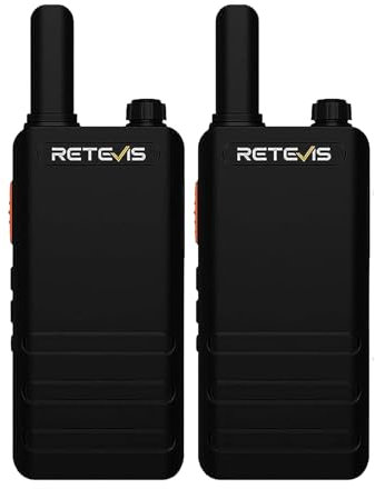 Retevis RT622P Walkie Talkie, Handheld 2 Way Radio Rechargeable 1620 mAh USB-C, VOX Hands Free, PMR446 15mm Ultra-Thin Radio Walkie Talkies Comapct for Cycling, Camping, Family (2 Pcs, Black)