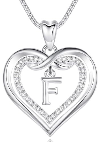 EUDORA Harmony Ball Kette mit Buchstaben für Damen, Kupfer Versilbertes Herz Buchstabe A-Z Alphabet Anhänger Halskette mit Namen für Frauen, Geschenke für Mutter Tochter Freundin, 20 Zoll Kette