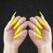 Allereya super long coffin faux ongles ballerina jaune presse sur les ongles clip de fête de bal sur les ongles super long couvercle en acrylique ongles art pour femmes et filles 24pcs (jaune)