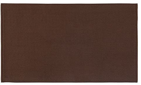 PANA Baumwoll Badematte rutschfest • Duschvorleger und Badvorleger • 100% Baumwolle Badteppich waschbar • Ökotex Zertifiziert • Größe: 51 x 86 cm • Farbe: Braun