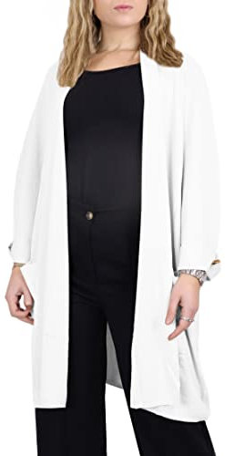 JOPHY & CO. Cardigan Donna a Maniche Lunghe con Tasche Anteriori (cod. JK) (Bianco 28, S)