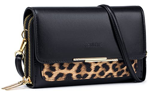 Roulens Klein Handy Umhängetasche,Damen Kleine Umhängetasche,PU Leder Crossbody Schultertasche Reisepass Handytasche mit Kartenschlitz Verstellbar Abnehmbar Schultergurt