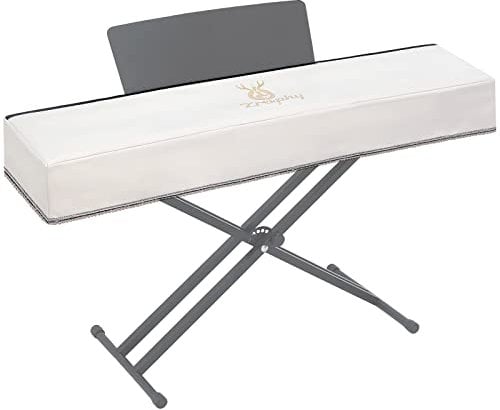 Zreephy Piano Keyboard Dust Cover with Music Stand Opening of Zipper Design, Dust Proof Cover Compatible for Yamaha P35 P45 P48 P71 P85 P95 P105 P115 P125 Digital Pianos Keyboards (Off White)