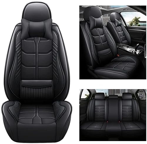 maiqiken Autositzbezug Kompatibel mit Opel Corsa 2007-2024 Komplettset 5 Sitze Allwettereinsatz Auto Ledersitzbezug Schwarz