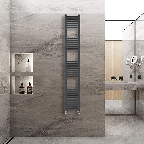 Warmehaus Straight Heated Towel Rail Radiator Ladder Anthracite Grey 1800x300mm Central Heating Radiators for Bathroom Kitchen