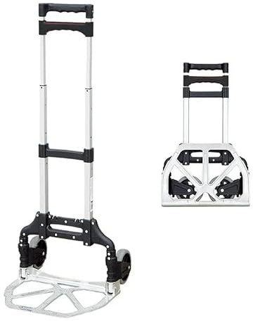 Carrello Pieghevole A Mano In Alluminio Superficie Di Carico Per Spesa Con Cuscinetti Antiscivolo Portapacchi Portata 80 Kg Carrellino Con 2 Ruote e 2 corde 100 x 42 x 38 Cm Argento