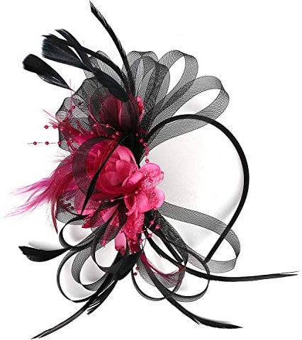 SJTJSPX Fascinator Chapeau Femme Fille Chapeau Bibi Accessoires Cheveux Maille Filet Chapeau Mariage Elegant Voile Bandeau Clip Serre-tête Mariée Chapeaux de Église Tea Party Cocktail Royal Ascot
