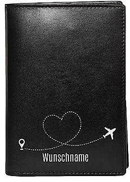 Menzo personalisierte Reisepasshülle aus echten Leder, Passhülle mit RFID-Schutz Reisepassetui mit Namen, Geschenk für Damen und Herren, mit Geschenkbox