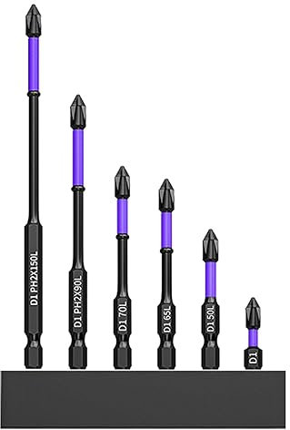 6 Stück Verbesserte Rutschfeste Stoßfeste Bohrer, Magnetische Schlagschrauber Bohrer Bits Set, Impact Schlagschrauberbits Set, Metall Bohrer Set mit Phillips Schraubendreherbits für Schlagbohrer