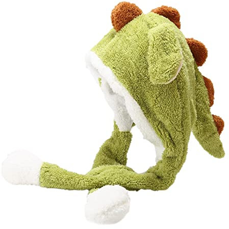 Dinosaurier Plüsch Hut Ohr Beweglicher Plüschkappe Lustige Springender Hut Pop-Up Hut Kostümzubehör Tier Wackelohr Mütze mit beweglichen Plüsch Tier Ohr Hut für Karneval Halloween Weihnachten Cosplay