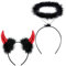 Bluelves 2pcs Karneval Haarreifen,Teufelshörner Rosa + Heiligenschein Engel Schwarz,Teufelsohren Haarband und Gefallener Engel,Haarschmuck Kostüm für Halloween Fasching Party