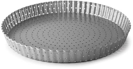 Lacor - 68784 - Moldes Repostería, Molde Bizcocho, Molde Rizado, Perforado, Acero al Carbono, Libre de PFOA, Antiadherente, Apto para Horno, Apto para Congelador, 28 cm
