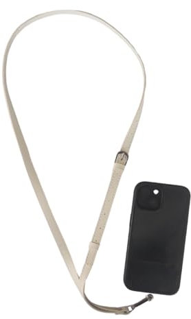 Leather Phone Lanyard with Phone Tether Tab, Adjustable Crossbody Fit, Anti-Loss/Theft, Compatible with Most Smartphones (White)