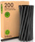 200 ökologische 100% starre Bioplastik Jumbo Strohhalme 15cm x 8mm biologisch abbaubar kompostierbar und wiederverwendbar Made in Italy - Ideal für Getränke Cocktails Events und Partys - Farbe Schwarz