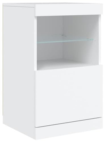 vidaXL Sideboard, Kommode mit viel Stauraum, Highboard Schrank mit LED-Leuchten, Anrichte Beistellschrank Standschrank, Modern, Weiß