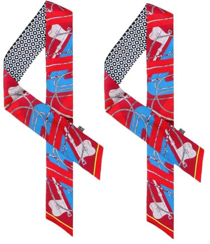 COtheSumay Sciarpa in 100% seta di gelso per borse, borse e borse, 1/2 pezzi nastro per capelli Twilly collo sciarpe per donne regalo, Colore Bandiera Rosso, 2x35.5 (90cmX5cm)