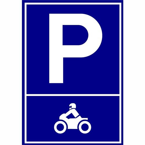 Indigos UG - Pannello composito in alluminio da 3 mm – cartello per parcheggio – motivo moto – cartello 30 x 21 cm – avvertimento – sicurezza – hotel, azienda, casa