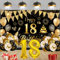 18 Geburtstag Deko, Deko 18. Geburtstag Junge Mädchen, Groß Banner und Schwarz Gold, für Frau Mann Deko 18. Deburtstag