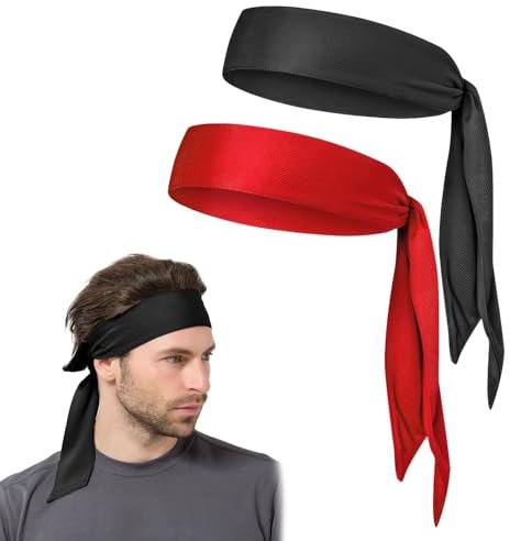 SRLWMYI Stirnband Herren Sport Damen Tennis Headband Laufen Schweißband-Feuchtigkeitsableitendes Haarband Zum Binden Für Yoga,Laufen,Basketball Fussball,2er-Pack Sport Stirnbänder Für Damen Und Herren