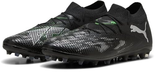 PUMA Future 8 Match MG, Zapatillas de fútbol Unisex Adulto, Black Silver-Fluo Green, 44.5 EU