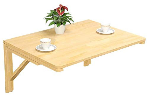 ASerZenith Großer Wandklapptisch, Naturholz-Arbeitsplatz für Kinderzimmer, Waschküche, Balkon, 80 × 50 cm