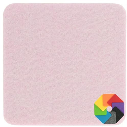 Design Filz Untersetzer eckig - 20x20cm in Baby-rosa für Glas, Getränke, Bar, Tasse, Vase