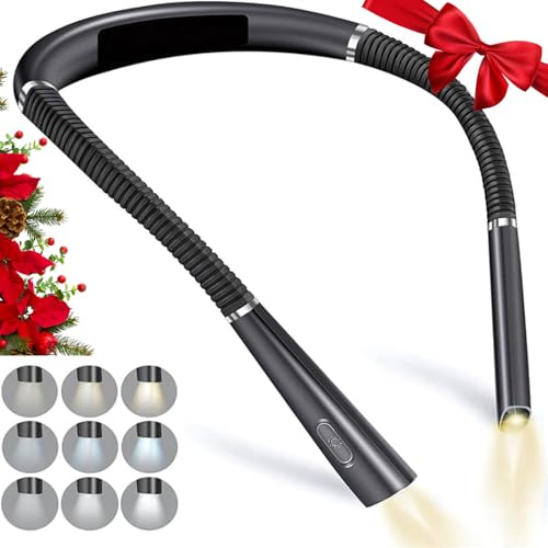 SmartB LED-Halsbuch-Leselampe, flexible Taschenlampe Wiederaufladbar LED Buchlampe zum Lesen im Bett, Stufenlos Dimmbar, 3 Farb-Augenschutzmodi, über 80 Stunden Laufzeit, Ergonomisches Design