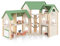 DREAMADE Puppenhaus aus Holz, 3 Etagen & Großes Dollhouse mit 7 Räumen & 36/42 Möbelzubehörteilen, Puppenhaus für Kinder ab 3 Jahre (Grün,87x83cm)