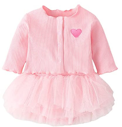 Strick-Set für Babys, Neugeborene, Mädchen, Jungen, gerippt, einfarbig, Frühling, Winter, langärmelig, Strickjacke, Kleid, Mütze, Kleidungsset, Jahr, Kind (Rosa, 6–9 Monate)