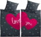 4 teilig Partner Bettwäsche 135x200 cm Herzen Love You rot anthrazit Microfaser