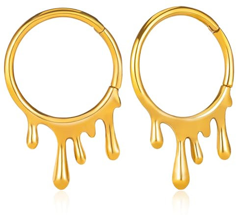 DOEARKO Ohr Gewichte 1 Paare Ohr Flesh Tunnel Ear Weights Hangers Edelstahl Ohrstöpsel Tunnel Ohr Piercing Gestreckte Schmuck (Wassertropfen-3mm-Gold)
