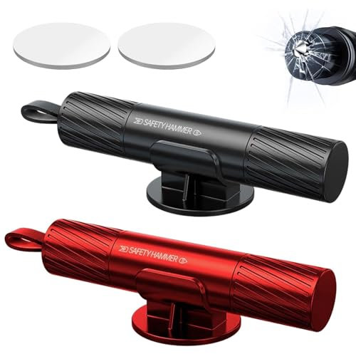 VireEyU 2 Stücke Sicherheits-Notfallhammer Set – 2-in-1 Notfallhammer mit Gurtschneider, Sicherheitswerkzeug für Autos, Busse und Notfälle, Glasbrecher und Gurtschneider, Kompakt und effektiv.