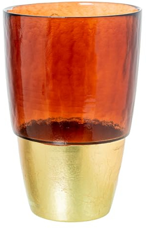 JARRÓN CRISTAL MARRÓN/DORADO_°19X28,5CM BASE:°11,5CM