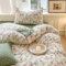 Covebett Bettwäsche Baumwolle 155x220 Bunt Blümchen Grün Blumen Klein Geblümt Muster Bettbezug Set Aesthetic Botanisch Blumenwiese Blumenmuster Deckenbezug Reißverschluss und Kissenbezug 80x80cm