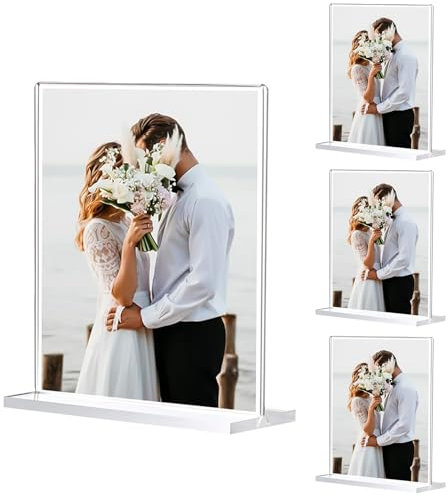 Sctmda Présentoir de Table en Acrylique A6 4 Pièces Présentoirs de Table Forme de T Porte Menu Acrylique A6 Présentoir de Bureau en Acrylique Double Face Présentoir en Acrylique pour Hôtels Bureaux