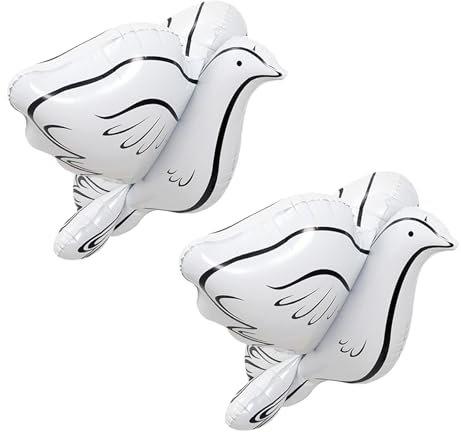 KOBOKO Taufe Deko Folienballon Taube, 2 Stück Tauben Luftballons Deko Taufe Mädchen Junge, Taufdeko Weiß Friedenstaube Ballons, Taube Luftballon für Babyparty, Kommunion, Konfirmation, Babyshower Deko