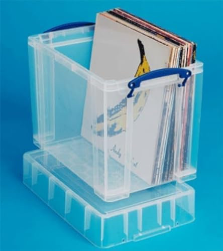 Really Useful Plastic Storage Box 19 Litre with XL Lid Clear - Secure, Transparent, and Stackable Storage Solution for 12 Files (39.5 x 33 x 25.5 cm)