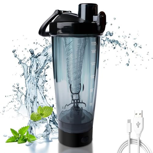 BORDEAG Shaker Électrique: USB Rechargeable, Tritan, Sans BPA, Pour Gym, Bureau Et Voyages (Noir 650ML)