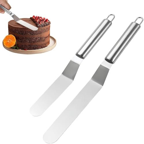 Heanvmyss Spatules Patisserie Anglées, 2 Pièces, Acier Inoxydable, Pour Gâteaux, Cupcakes, 10/12 Pouces