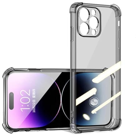 CIBOS Funda de Silicona Color Caramelo para iPhone 15 y 14, Transparente, Fina y con Cristal Trasero (para iPhone 12 Pro MAX/Negro)